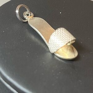Vintage silver sandal, shoe charm. Simple. Wear on Bracelet or necklace.
